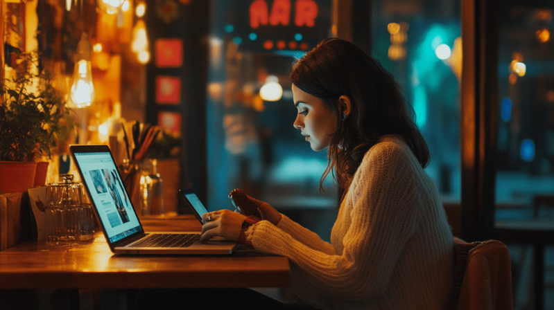 Influencer trabajando en un café.png